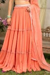 Shop_Chhavvi Aggarwal_Peach Blouse Crepe Lehenga Georgette Dupatta Organza Round Tiered Set _Online_at_Aza_Fashions
