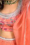Chhavvi Aggarwal_Peach Blouse Crepe Lehenga Georgette Dupatta Organza Round Tiered Set _at_Aza_Fashions