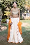 Buy_Neeta Bhargava_White Silk Chanderi Embroidery Round Bridal Lehenga Set  _Online_at_Aza_Fashions