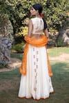 Shop_Neeta Bhargava_White Silk Chanderi Embroidery Round Bridal Lehenga Set  _at_Aza_Fashions