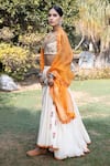 Neeta Bhargava_White Silk Chanderi Embroidery Round Bridal Lehenga Set  _Online_at_Aza_Fashions