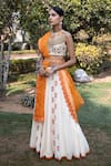 Buy_Neeta Bhargava_White Silk Chanderi Embroidery Round Bridal Lehenga Set  _at_Aza_Fashions