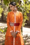 Neeta Bhargava_Orange Silk Chanderi Embroidery Round Kurta And Palazzo Set  _Online_at_Aza_Fashions