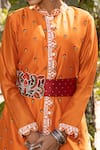 Shop_Neeta Bhargava_Orange Silk Chanderi Embroidery Round Kurta And Palazzo Set  _Online_at_Aza_Fashions