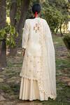 Shop_Neeta Bhargava_Beige Organza, Silk Chanderi Round Embroidered Kurta Set _at_Aza_Fashions