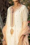 Buy_Neeta Bhargava_Beige Organza, Organic  Cotton Round Embroidered Kurta Set _Online_at_Aza_Fashions