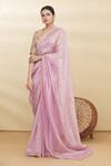Buy Pranay Baidya Purple Chanderi Striped Saree Online at Aza Fashions Buy_Pranay Baidya_Purple Chanderi Striped Saree _Online_at_Aza_Fashions