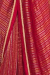 Pranay Baidya_Red Chanderi Striped Saree  _at_Aza_Fashions