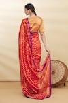 Shop_Pranay Baidya_Red Chanderi Striped Saree  _at_Aza_Fashions