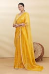 Pranay Baidya Yellow Chanderi Striped Saree Online at Aza Fashions Pranay Baidya_Yellow Chanderi Striped Saree _Online_at_Aza_Fashions