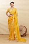 Buy Pranay Baidya Yellow Chanderi Striped Saree Online at Aza Fashions Buy_Pranay Baidya_Yellow Chanderi Striped Saree _Online_at_Aza_Fashions
