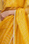 Pranay Baidya Yellow Chanderi Striped Saree at Aza Fashions Pranay Baidya_Yellow Chanderi Striped Saree _at_Aza_Fashions