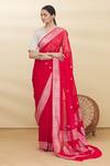 Buy_Pranay Baidya_Red Banarasi Georgette Woven Saree  _Online_at_Aza_Fashions