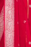 Pranay Baidya_Red Banarasi Georgette Woven Saree  _at_Aza_Fashions