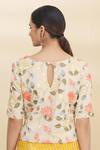 Shop Pranay Baidya White Cotton Round Floral Embroidered Blouse at Aza Fashions Shop_Pranay Baidya_White Cotton Round Floral Embroidered Blouse _at_Aza_Fashions
