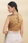 Shop_Pranay Baidya_Gold Tissue Embroidery Round Blouse _at_Aza_Fashions