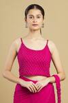Shop_Arpan Vohra_Pink Tulle, Georgette Round Embroidered Pre-draped Saree With Blouse _Online_at_Aza_Fashions