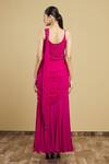Shop_Arpan Vohra_Pink Tulle, Georgette Round Embroidered Pre-draped Saree With Blouse _at_Aza_Fashions