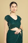 Shop_ARPAN VOHRA_Green Georgette Embroidery V Neck Embellished Lehenga Saree With Blouse _Online_at_Aza_Fashions