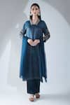 Asha Gautam_Blue Organza Embroidery Collared Neck Kurta Set  _Online_at_Aza_Fashions