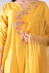 Buy_Asha Gautam_Yellow Chanderi Silk Embroidery Round Kurta Set  _Online_at_Aza_Fashions