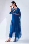 Buy_Asha Gautam_Blue Chanderi Silk Embellished Round Kurta Set  _Online_at_Aza_Fashions