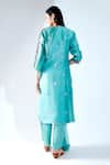 Shop_Asha Gautam_Blue Organza Embroidery Round Kurta Set  _at_Aza_Fashions