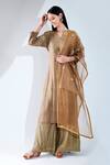 Buy_Asha Gautam_Brown Monga Embroidered Kurta Set_at_Aza_Fashions
