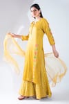 Buy_Asha Gautam_Yellow Modal Satin Embroidery Round Kurta Set  _Online_at_Aza_Fashions