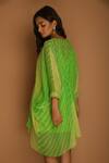 Shop_K-Anshika_Green Georgette V Neck Printed Asymmetric Dress _at_Aza_Fashions