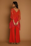 Shop_K-Anshika_Red Georgette V Neck Printed Kaftan And Pant Set _at_Aza_Fashions