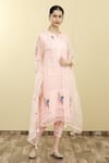 Buy_Desert Shine by Sulochana Jangir_Pink Handloom Tissue Embroidery Round Kurta Set  _Online_at_Aza_Fashions