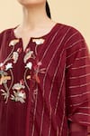 Desert Shine by Sulochana Jangir_Maroon Handloom Chanderi Embroidery Round Kurta Set  _at_Aza_Fashions