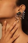 Esme by Aashna Dalmia_Silver Plated Diamonds Structured Tentacle Earrings _Online_at_Aza_Fashions