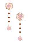Shop_Esme By Aashna Dalmia_Purple Stones Detachable Hexagon Danglers _at_Aza_Fashions
