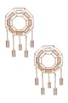 Shop_Esme by Aashna Dalmia_Gold Plated Crystals Hexagon Studded Danglers _at_Aza_Fashions