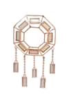 Esme by Aashna Dalmia_Gold Plated Crystals Hexagon Studded Danglers _Online_at_Aza_Fashions