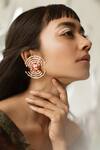 Buy ESME Gold Plated Stones Round Structured Earrings at Aza Fashions Buy_ESME_Gold Plated Stones Round Structured Earrings _at_Aza_Fashions