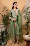 Buy_Priya Chaudhary_Green Chanderi Silk Embroidery Kurta Set For Kids_at_Aza_Fashions