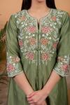 Shop_Priya Chaudhary_Green Chanderi Silk Embroidery Kurta And Palazzo Set For Kids_Online_at_Aza_Fashions