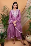 Buy_Priya Chaudhary_Purple Chanderi Silk Embroidery Kurta Set For Kids_at_Aza_Fashions