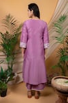 Shop_Priya Chaudhary_Purple Chanderi Silk Embroidery Kurta Set For Kids_at_Aza_Fashions