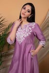 Buy_Priya Chaudhary_Purple Chanderi Silk Embroidery Kurta And Palazzo Set For Kids_Online_at_Aza_Fashions