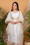 Buy_Priya Chaudhary_White Chanderi Silk Sheer Dupatta_at_Aza_Fashions