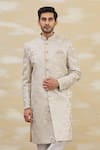 Buy Aryavir Malhotra Gold Brocade Sherwani Set Online | Aza Fashions