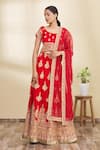 Buy_Naintara Bajaj_Red Silk Embroidery Scoop Neck Bridal Lehenga Set_at_Aza_Fashions