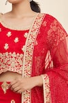 Naintara Bajaj_Red Silk Embroidery Scoop Neck Bridal Lehenga Set_at_Aza_Fashions