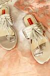 Shop_Essemm_Silver Kolhapuri Flats _at_Aza_Fashions