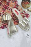 Buy_Essemm_Gold Bow Strap Wedges _at_Aza_Fashions