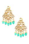 Shop_Aakarsha By Ajay_Gold Plated Pearls, Beads, Stones Kundan Floral Danglers_at_Aza_Fashions